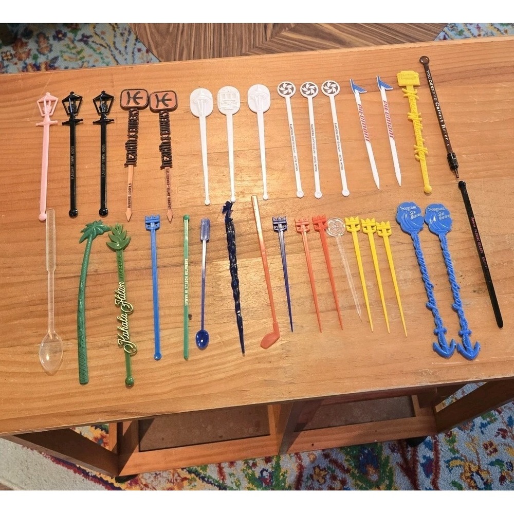 Vintage 1950s 60s 70s Swizzle Sticks Cocktail Stirrers Advertising Novelty Lot